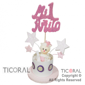 ADORNO TAMBOR ANIMALITO 1ER A�O ROSA TELGO x 1